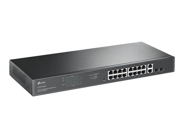 TP-Link JetStream TL-SG1218MPE - Switch - smart - 16 x 10/100/1000 (PoE+) + 2 x Gigabit SFP - rack-mountable - PoE+ (192 W) - AC 100 - 240 V