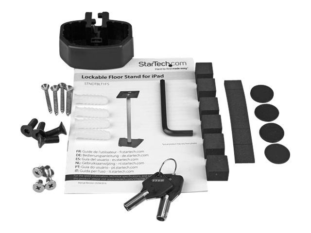 StarTech.com Secure Tablet Floor Stand - Anti-Theft - Lockable Tablet Mount - For 9.7\" Tablets - Metal Construction - Fixed Height (STNDTBLT1FS) - Mounting kit (feet, pole, holder, pole connector, pole base, base) - for tablet - plastic, aluminium, steel - screen size: 9.7\" - in-floor mounted