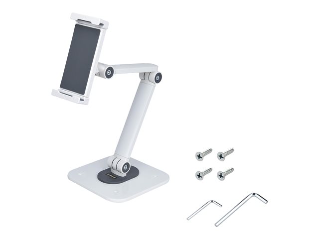 StarTech.com Adjustable Tablet Stand for Desk, Desk/Wall Mountable, Supports Up to 2.2lb, Universal Tablet Stand Holder for Desk, Articulating Tablet Mount with Pivot/Swivel/Rotate - Ergonomic Tablet Stand (ADJ-TABLET-STAND-W) - Stand - for tablet - aluminium and steel - white - screen size: 4.7\"-12.9\" - wall-mountable, desk-mountable