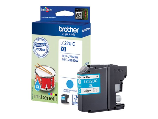 Brother LCLC22UC - XL - cyan - original - ink cartridge - for Brother DCP-J785DW, MFC-J985DW, INKvestment Work Smart MFC-J985DW, MFC-J985DW XL