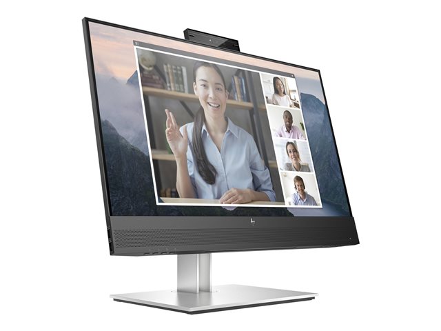 HP E24mv G4 Conferencing Monitor - E-Series - LED monitor - 23.8\" - 1920 x 1080 Full HD (1080p) @ 60 Hz - IPS - 250 cd/m² - 1000:1 - 5 ms - HDMI, VGA, DisplayPort - speakers - silver, black head