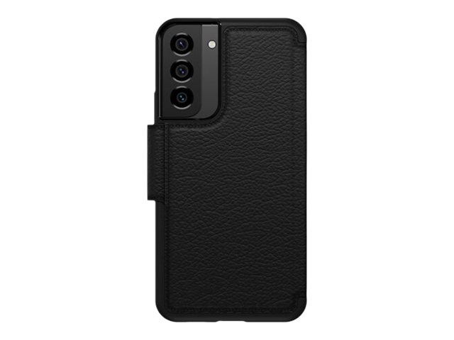 OtterBox Strada Series - Flip cover for mobile phone - leather, polycarbonate, metal latch - shadow - for Samsung Galaxy S22+