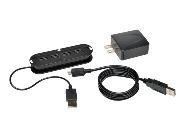 4-Port USB 2.0 Ultra-Mini Compact Hub with Power Adapter