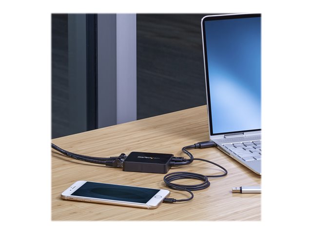 StarTech.com USB 3.0 to Dual Port Gigabit Ethernet Adapter w/ USB Port - 10/100/100 - USB Gigabit LAN Network NIC Adapter (USB32000SPT) - Network adapter - USB 3.0 - 1GbE - 1000Base-T - 2 ports - black