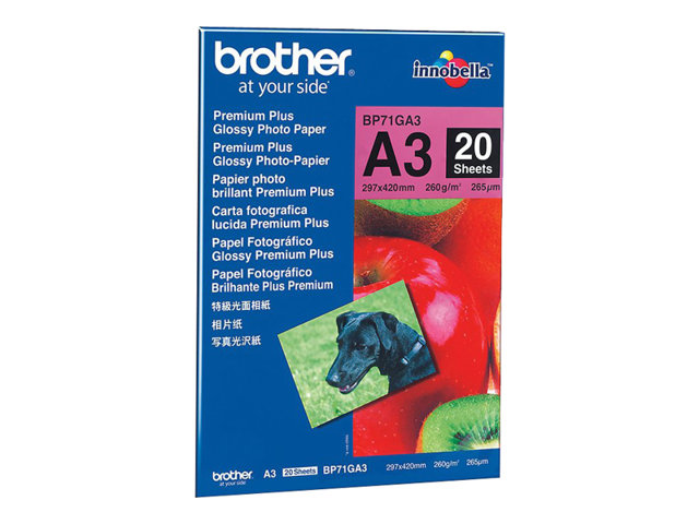 Brother Innobella Premium Plus BP71GA3 - Glossy - A3 (297 x 420 mm) - 260 g/m² - 20 sheet(s) photo paper - for Brother HL-J6000, MFC-J2340, J3540, J3940, J5630, J6580, J6583, J6983, J6995, J6997, J6999