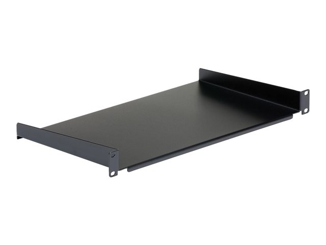 StarTech.com 1U Fixed Server Rack Mount Shelf, 10in Deep Steel Universal Cantilever Tray for 19\" AV/Data/Network Equipment Rack with Cage Nuts & Screws, 44lbs Weight Capacity, 10\" Deep - 1U Network Rack Shelf (CABSHELF1U10) - Rack shelf - black - 1U - 10\"
