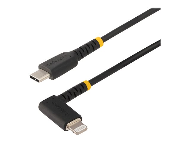 StarTech.com 6ft (2m) Durable USB-C to Lightning Cable - Right-Angled Heavy Duty Aramid Fiber USB Type-C to Lightning Charging/Sync Cord - Apple MFi Certified - Rugged iPhone Lightning Cable - Lightning cable - 24 pin USB-C male to Lightning male - 2 m - black