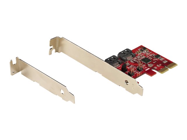 StarTech.com SATA PCIe Card, 2 Port PCIe SATA Expansion card, 6Gbps SATA Card, Full/Low Profile, PCI Express to SATA Adapter, ASM1062R SATA RAID Controller Card - PCIe to SATA Converter - Storage controller - SATA 6Gb/s - low profile - RAID RAID 0, 1, JBOD - PCIe 2.0 x2 - red
