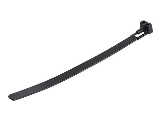 StarTech.com 15cm(6\") Reusable Cable Ties, 7mm(1/4\") wide, 35mm(1-3/8\") Bundle Dia. 22kg(50lb) Tensile Strength, Releasable Nylon Ties, Indoor/Outdoor, 94V-2/UL Listed, 100 Pack, Black - Nylon 66 Plastic - TAA (CBMZTRB6BK) - Cable tie - 15 cm - black - TAA Compliant (pack of 100)