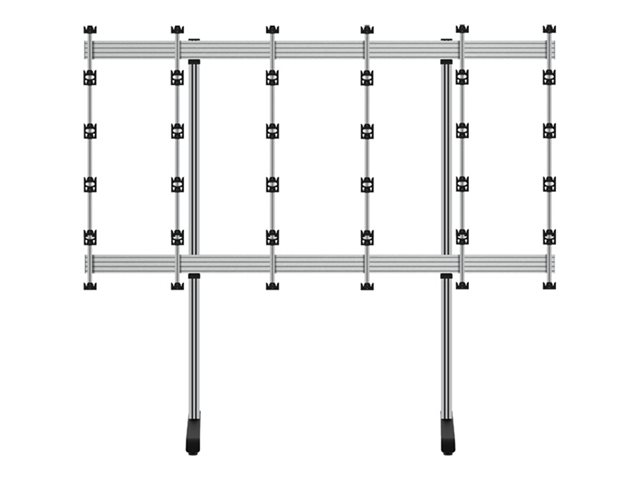 B-TECH System X BT93INFWP-S-5X5 - Stand - open frame - for 5x5 dvLED video wall - black with silver column - floor-standing