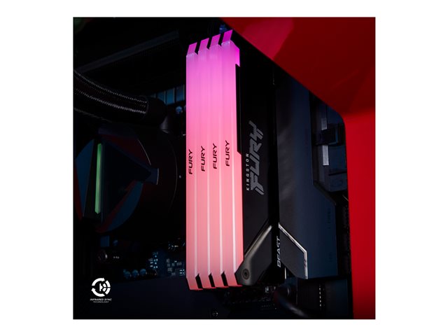 Kingston FURY Beast RGB - DDR4 - kit - 64 GB: 2 x 32 GB - DIMM 288-pin - 3200 MHz / PC4-25600 - CL16 - 1.35 V - unbuffered - non-ECC - black