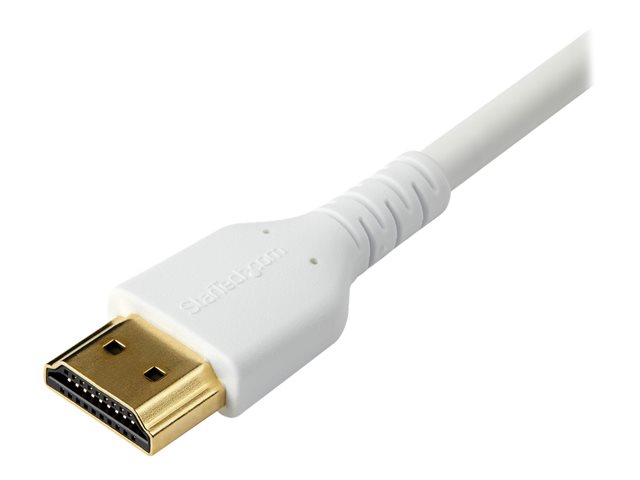 StarTech.com 2m Premium Certified HDMI 2.0 Cable with Ethernet, Durable High Speed UHD 4K 60Hz HDR 10, 6ft Rugged M/M HDMI Cord with Aramid Fiber, TPE, Ultra HD Monitors, TVs & Displays - Heavy duty HDMI cable - Premium High Speed - HDMI cable with Ethernet - HDMI male to HDMI male - 2 m - white - for P/N: TB3DKM2HDL