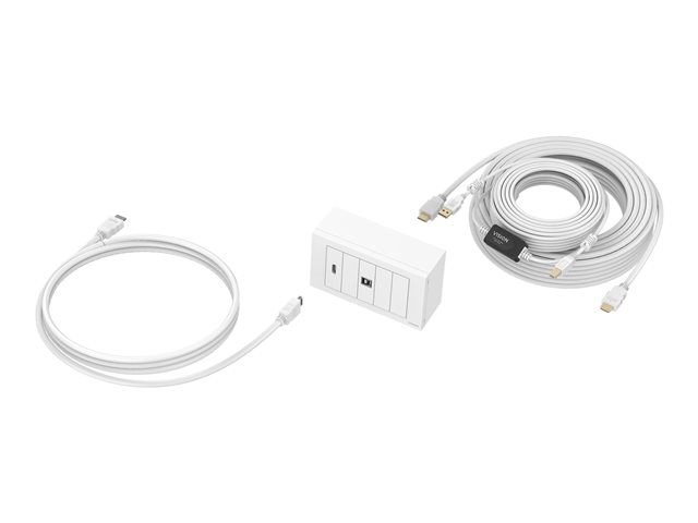 VISION Techconnect Modular AV Faceplate with cables - LIFETIME WARRANTY - 10 metre cables - 4K at 60 Hz - Simple pack for installing touch panel display or projector - Includes UK double-gang backbox and double-gang surround that accommodates five mo