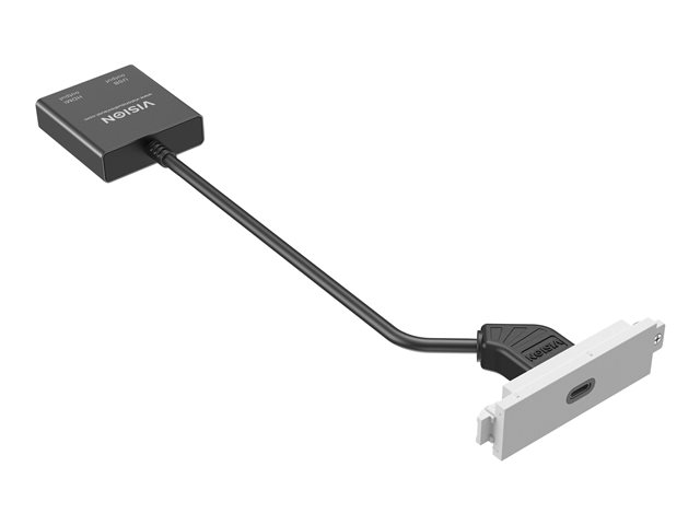 VISION Techconnect Modular AV Faceplate - LIFETIME WARRANTY - USB C module - \"C\" 3.1 type socket on the front - One tail with 1 x HDMI tail and 1 x USB-A 2.0 sockets - HDMI 4K at 60 Hz - fixes into Techconnect surrounds - plastic - white
