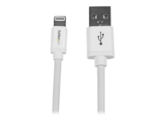StarTech.com 2m (6ft) Long White Apple 8-pin Lightning Connector to USB Cable for iPhone / iPod / iPad - Charge and Sync Cable (USBLT2MW) - Lightning cable - Lightning male to USB male - 2 m - double shielded - white - for P/N: KITBXAVHDPEU, KITBXAVHDPNA, KITBXAVHDPUK, KITBXDOCKPEU, KITBXDOCKPUK, KITBZDOCK