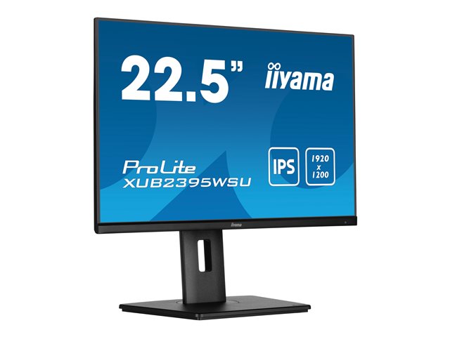 iiyama ProLite XUB2395WSU-B5 - LED monitor - 23\" (22.5\" viewable) - 1920 x 1200 WUXGA @ 75 Hz - IPS - 250 cd/m² - 1000:1 - 4 ms - HDMI, VGA, DisplayPort - speakers - black, matte