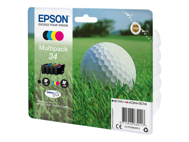 Epson 34 - 4-pack - black, yellow, cyan, magenta - original - blister - ink cartridge - for WorkForce Pro WF-3720, WF-3720DWF, WF-3725DWF