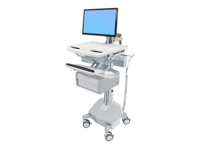 Ergotron StyleView Cart with LCD Arm, LiFe Powered, 1 Tall Drawer - Cart - for LCD display / PC equipment - lockable - medical - aluminium, zinc-plated steel, high-grade plastic - screen size: up to 24\" - 40 Ah - Lithium Ion - TAA Compliant