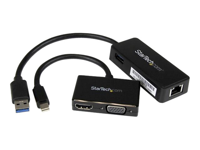 StarTech.com 2-in-1 Accessory Kit for Surface and Surface Pro 4 - mDP to HDMI / VGA - USB 3.0 GbE - Works with Surface Pro 3 and Surface 3 (MSTS3MDPUGBK) - Notebook accessories bundle - black - for Microsoft Surface 3, Pro 2, Pro 3, Pro 4