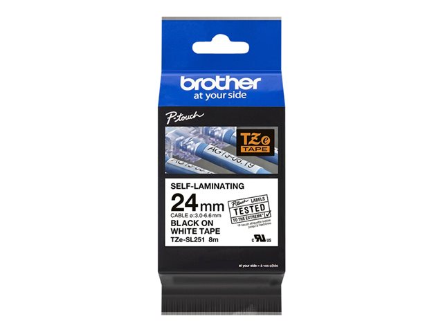 Brother TZe-SL251 - Self-adhesive - black on white - Roll (2.4 cm x 8 m) 1 cassette(s) laminated tape - for P-Touch PT-D800W, PT-E550WSP, PT-E550WVP, PT-P900W, PT-P950NW