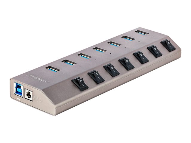 StarTech.com 7-Port Self-Powered USB-C Hub with Individual On/Off Switches, USB 3.0 5Gbps Expansion Hub w/Power Supply, Desktop/Laptop USB-C to USB-A Hub, 7x BC 1.2 (1.5A), USB Type C Hub - USB-C/A Host Cables (5G7AIBS-USB-HUB-EU) - Hub - 7 x USB 3.2