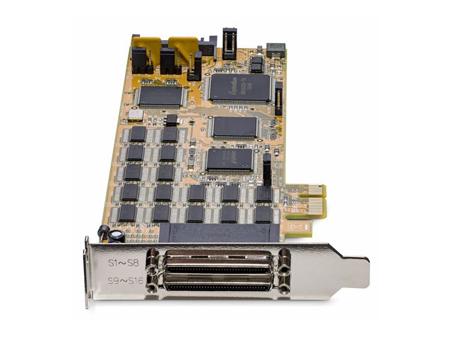 StarTech.com 16 Port PCI Express Serial Card - High-Speed PCIe Serial Card - Expansion module - PCIe 1.1 low profile - RS-232 x 2 - yellow