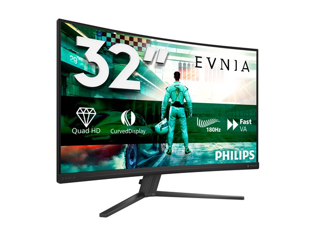 Philips Evnia 3000 32M2C3500L - LED monitor - gaming - curved - 32\" (31.5\" viewable) - 2560 x 1440 QHD @ 180 Hz - Fast VA - 300 cd/m² - 3500:1 - HDR10 - 0.5 ms - 2xHDMI, DisplayPort - charcoal