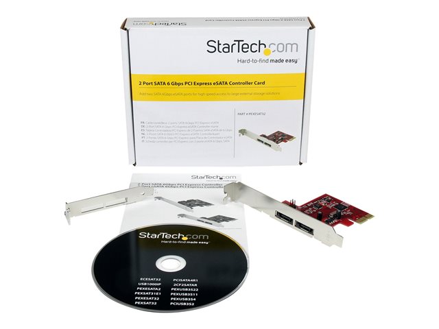 StarTech.com 2 Port SATA 6 Gbps PCI Express eSATA Controller Card - Storage controller - 2 Channel - eSATA 6Gb/s - 6 Gbit/s - PCIe - PEXESAT32 - Storage controller - 2 Channel - eSATA 6Gb/s - PCIe - for P/N: BNDTB10GI, BNDTB210GSFP, BNDTB310GNDP, BNDTB410GSFP, BNDTB4M2E1, BNDTBUSB3142
