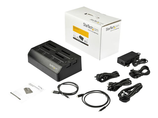 StarTech.com 4-Bay USB 3.1 to SATA Hard Drive Docking Station, 10Gbps USB Hard Drive Dock, External 2.53.5 SATA III (6Gbps) SSDHDD Docking Station, Hot-Swap Hard Drive Bay - Dual 60mm Fans, Top-Loading - Storage enclosure - 2.5\" / 3.5\" shared - SATA 6Gb/s - USB 3.1 (Gen 2) - black