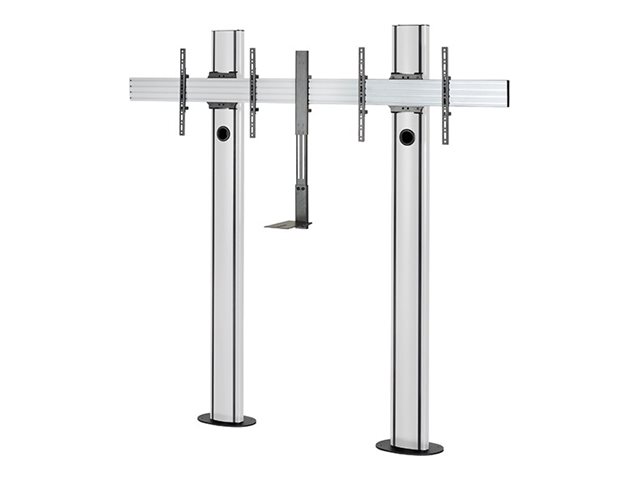 B-TECH Mode-AL BT8711 - Stand - bolt-down - for 2 flat panels - premium - black & silver - screen size: 56\"- 65\" - mounting interface: up to 600 x 400 mm - on-floor