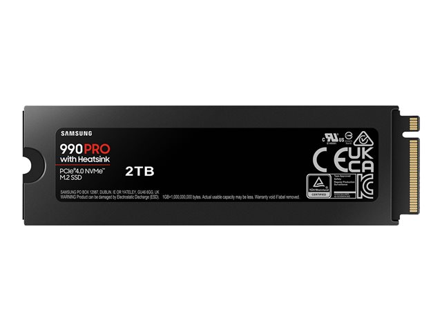 Samsung 990 PRO MZ-V9P2T0CW - SSD - encrypted - 2 TB - internal - M.2 2280 - PCIe 4.0 x4 (NVMe) - 256-bit AES - TCG Opal Encryption 2.0 - integrated heatsink