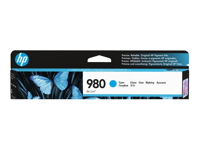 HP 980 - 86.5 ml - cyan - original - ink cartridge - for Officejet Enterprise Color MFP X585, Officejet Enterprise Color Flow MFP X585
