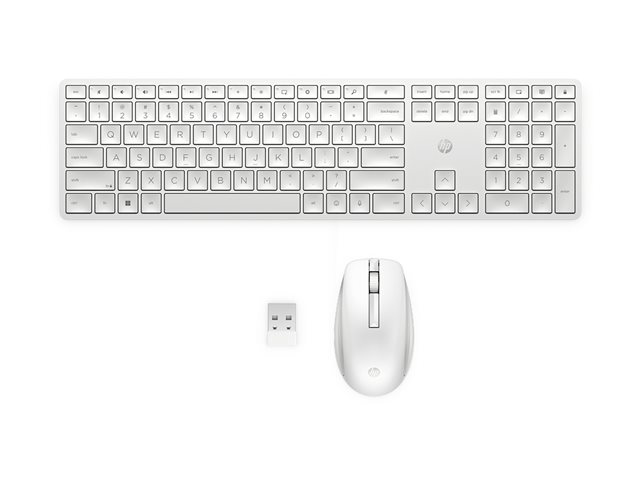 HP 655 - Keyboard and mouse set - wireless - 2.4 GHz - AZERTY - Belgium - white
