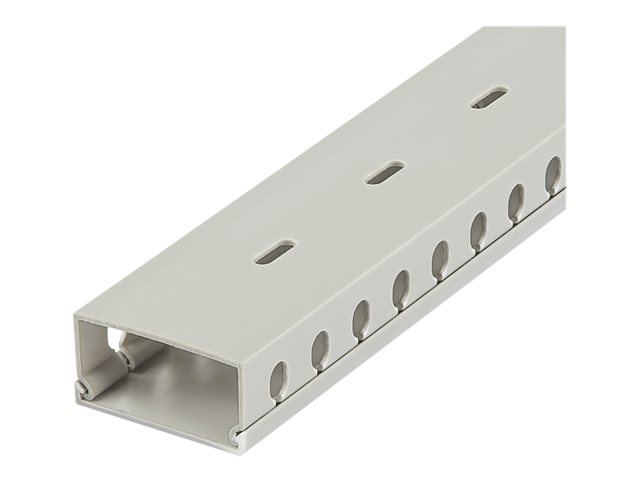 StarTech.com Open Slot Cable Management Raceway with Cover, 2\"(50mm)W x 1\"(25mm)H, 6.5ft(2m) length, 1/4\"(8mm) Slots, PVC Network Cable Hider Kit/Wall Wire Duct, Max 25 Cables, UL Listed - UL94 V0, M1 Fire Rated (CBMWD5025) - Cable raceway - 2 m - grey - TAA Compliant