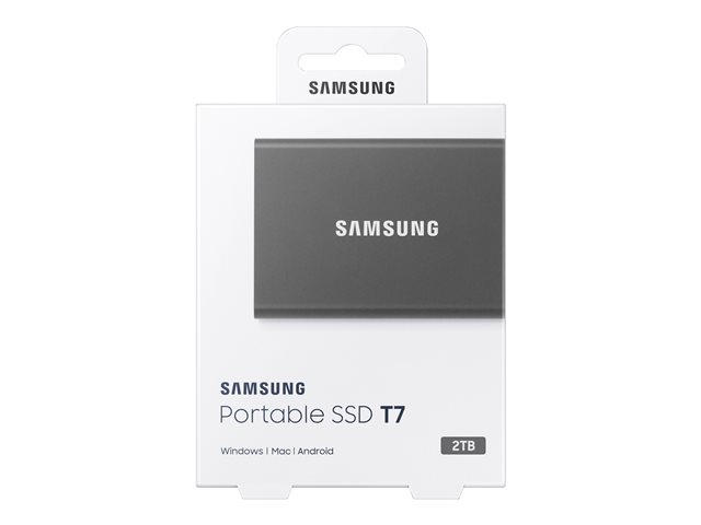 Samsung T7 MU-PC2T0T - SSD - encrypted - 2 TB - external (portable) - USB 3.2 Gen 2 (USB-C connector) - 256-bit AES - titan grey