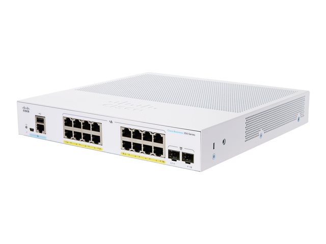 Cisco Business 350 Series CBS350-16P-2G - Switch - L3 - Managed - 16 x 10/100/1000 (PoE+) + 2 x Gigabit SFP - rack-mountable - PoE+ (120 W)