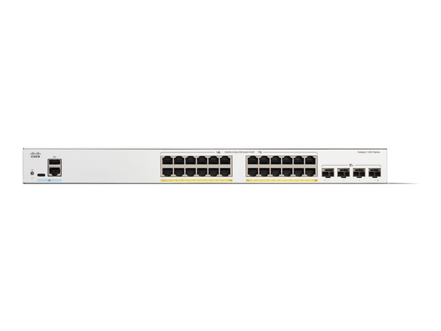 Cisco Catalyst 1300-24FP-4X - Switch - L3 - Managed - 24 x 10/100/1000 (PoE+) + 4 x 10 Gigabit SFP+ - rack-mountable - PoE+ (375 W)