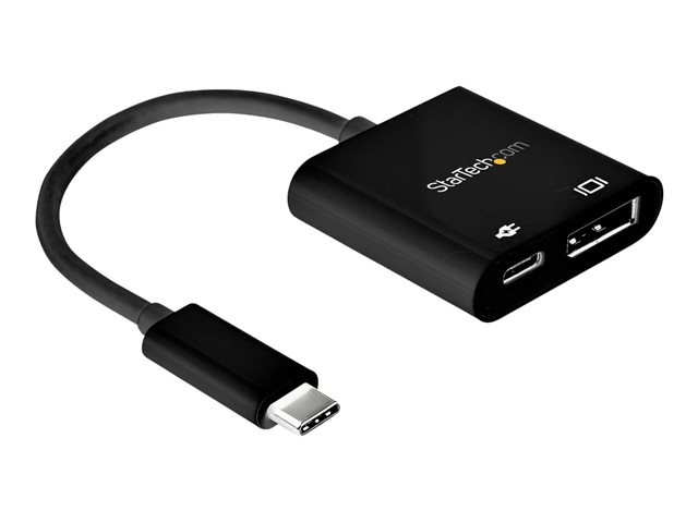 StarTech.com USB C to DisplayPort Adapter with Power Delivery, 8K 60Hz/4K 120Hz USB Type C to DP 1.4 Monitor Video Converter w/60W PD Pass-Through Charging, HBR3, Thunderbolt 3 Compatible - USB-C Male to DP Female (CDP2DP14UCPB) - USB / DisplayPort adapter - 24 pin USB-C (M) to DisplayPort, 24 pin USB-C (F) - Thunderbolt 3 / DisplayPort 1.4 - 8K support, active - black