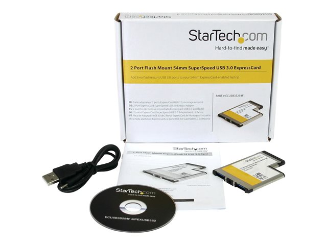 StarTech.com 2 Port Flush Mount ExpressCard 54mm SuperSpeed USB 3.0 Card Adapter with UASP - Dual Port Laptop ExpressCard USB 3 Controller (ECUSB3S254F) - USB adapter - ExpressCard - USB 3.0 x 2 - for P/N: S2510BU33PW, S251BMU3FP, S251BU31315, S3540BU33E, SM2NGFFMBU33, UNI251BMU33