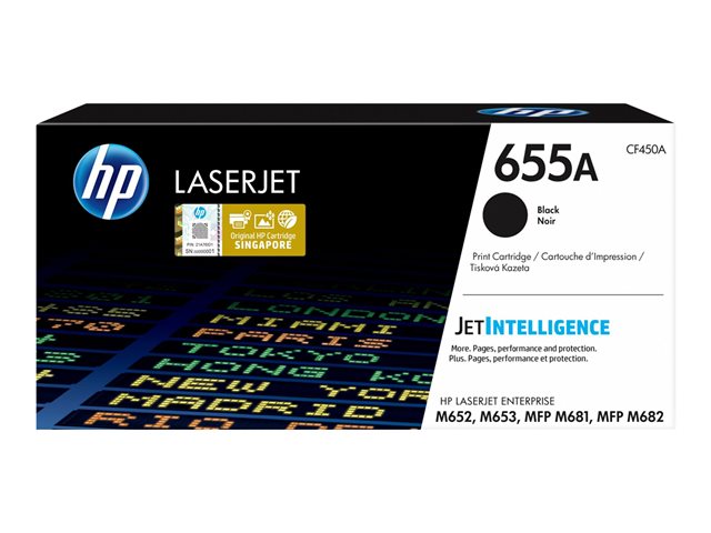 HP 655A - Black - original - LaserJet - toner cartridge (CF450A) - for Color LaserJet Enterprise M652, M653, LaserJet Enterprise Flow MFP M681, MFP M682