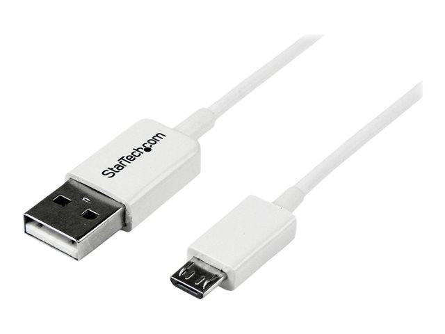 StarTech.com 2m White Micro USB Cable Cord - A to Micro B - Micro USB Charging Data Cable - USB 2.0 - 1x USB A Male, 1x USB Micro B Male (USBPAUB2MW) - USB cable - Micro-USB Type B (M) to USB (M) - USB 2.0 - 2 m - molded - white - for P/N: USBEXTPAA1MW, USBEXTPAA2MW, USBEXTPAA3MW, USBPAUB1MW, USBPAUB50CMW