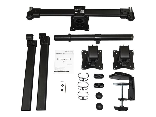 StarTech.com Desk Mount Triple Monitor Arm, Ergonomic VESA 3 Monitor Mount up to 27\", Articulating & Height Adjustable Pole Mount, Tilt/Swivel/Rotate LCD/LED Screen, Desk Clamp/Grommet - Monitor Pole Mount (ARMTRIO) - Adjustable arm - for 3 monitors
