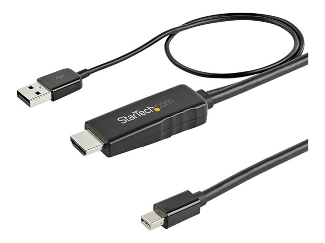 StarTech.com 6ft (2m) HDMI to Mini DisplayPort Cable 4K 30Hz, Active HDMI to mDP Adapter Converter Cable with Audio, USB Powered, Mac & Windows, HDMI Male to mDP Male Video Adapter Cable - HDMI to mDP Converter (HD2MDPMM2M) - Video / audio cable - HDMI, USB (power only) male to Mini DisplayPort male - 2 m - black - 4K support
