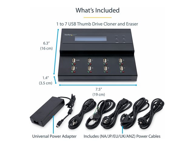 StarTech.com USB Duplicator - 1:7 - USB Flash Drives - Flash Drive Duplicator (USBDUPE17) - USB drive duplicator - 7 bays - TAA Compliant