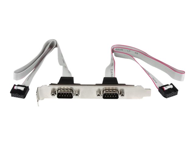 StarTech.com 2 Port 16in DB9 Serial Port BRacket to 10 Pin Header - DB9 bRacket - DB9 Header - Serial Port bRacket (PLATE9M2P16) - Serial panel - DB-9 (M) to 10 PIN IDC (F) - 40.64 cm - grey
