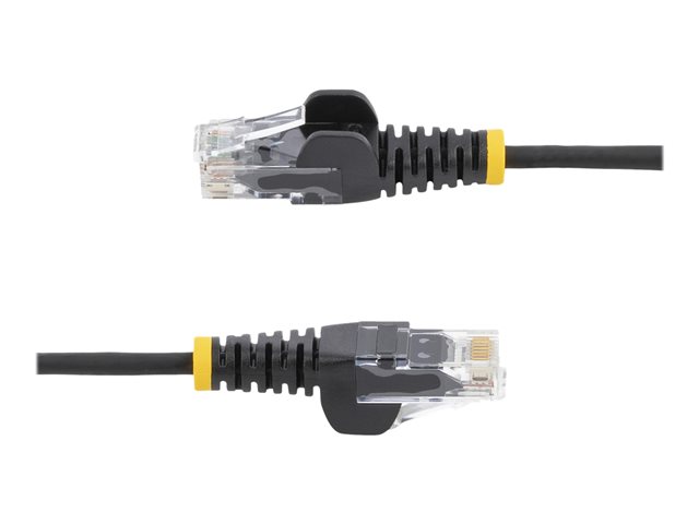 StarTech.com 50cm Slim LSZH CAT6 Ethernet Cable, 10 Gigabit Snagless RJ45 100W PoE Patch Cord, CAT 6 10GbE UTP Network Cable w/Strain Relief, Black, Fluke Tested/ETL/Low Smoke Zero Halogen - Category 6 - 28AWG (N6PAT50CMBKS) - Patch cable - RJ-45 (M) to RJ-45 (M) - 50 cm - CAT 6 - snagless - black