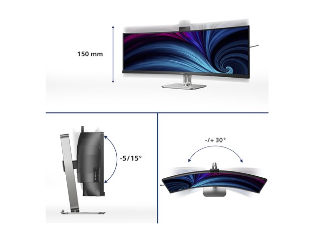 Philips 49B2U6903CH - 6000 Series - LED monitor - curved - 49\" (48.8\" viewable) - 5120 x 1440 SuperWide @ 100 Hz - VA - 500 cd/m² - 3000:1 - DisplayHDR 400 - 4 ms - Thunderbolt 4, 2xHDMI, DisplayPort - speakers - silver