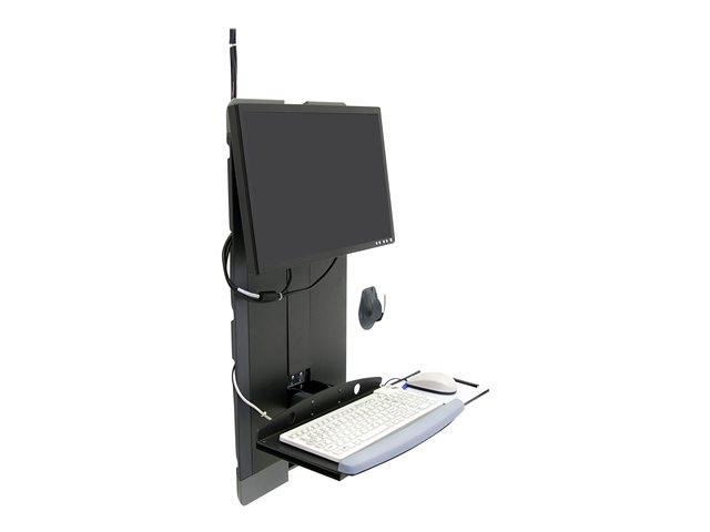 Ergotron StyleView - Mounting kit (wrist rest, mouse pouch, panel vertical lift, foldable keyboard platform, mouse pad) - low profile - for LCD display / PC equipment - high traffic area - steel - black - screen size: up to 24\" - on-wall mounted