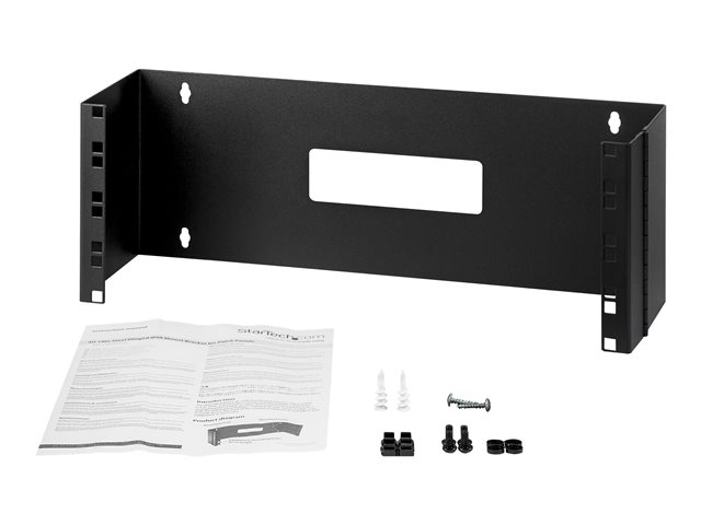 StarTech.com 4U Hinged Wall Mount Patch Panel Bracket - 6 inch Deep - 19\" Patch Panel Swing Rack for Shallow Network Equipment- 33lbs (WALLMOUNTH4) - Wall mount bracket - 4U - 19\"