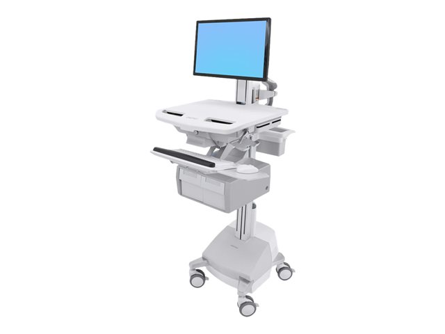 Ergotron StyleView Cart with LCD Pivot, SLA Powered, 2 Tall Drawers - Cart - for LCD display / PC equipment - lockable - medical - aluminium, zinc-plated steel, high-grade plastic - screen size: up to 24\" - 66 Ah - Lead Acid - TAA Compliant